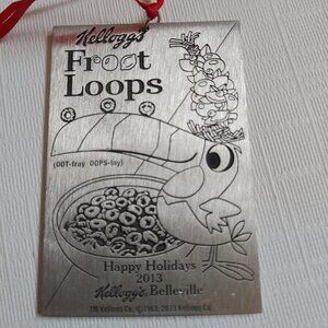 RARE Kellogg's Froot Loops Christmas Tree Ornament Metal Cereal Box